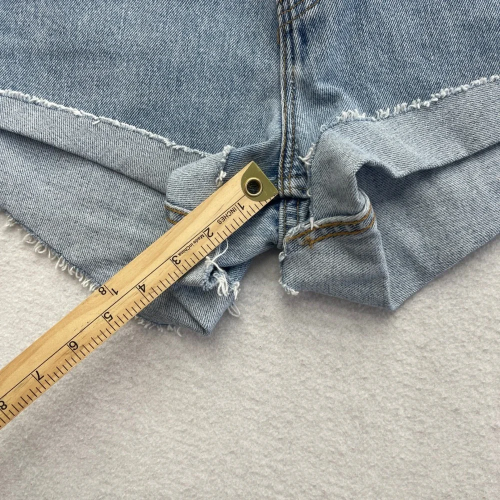 Levis 521 Denim Shorts Womens 14 Long High Waisted Vintage Cutoffs Festival Mom